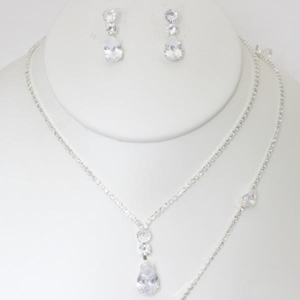 TEARDROP RHINESTONE BRACELET NECKLACE SET