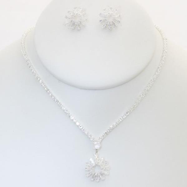 RHINESTONE NECKLACE EARRING SET