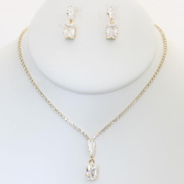 RHINESTONE NECKLACE EARRING SET