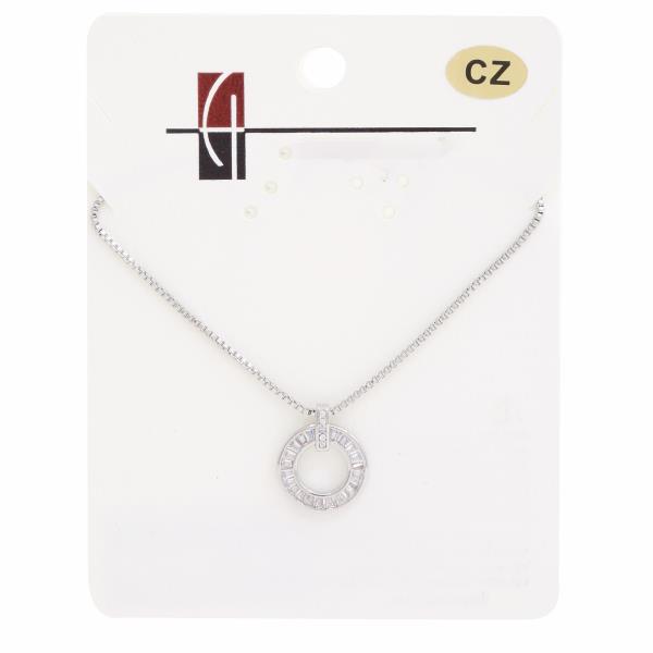 18K GOLD DIPPED CZ ROUND PENDANT NECKLACE