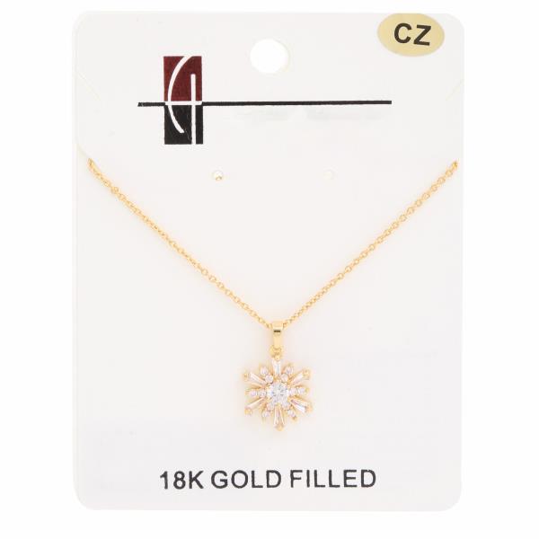 18K GOLD DIPPED CZ FLAKE PENDANT NECKLACE