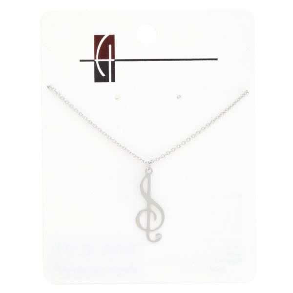18K GOLD DIPPED TREBLE CLEF PENDANT NECKLACE