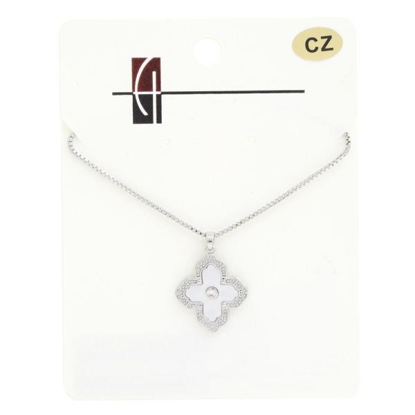 18K GOLD DIPPED CZ CLOVER PENDANT NECKLACE