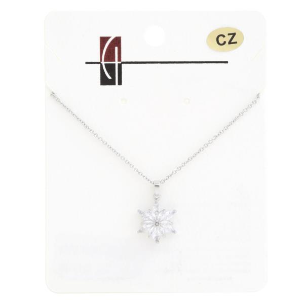 18K GOLD DIPPED CZ FLAKE PENDANT NECKLACE