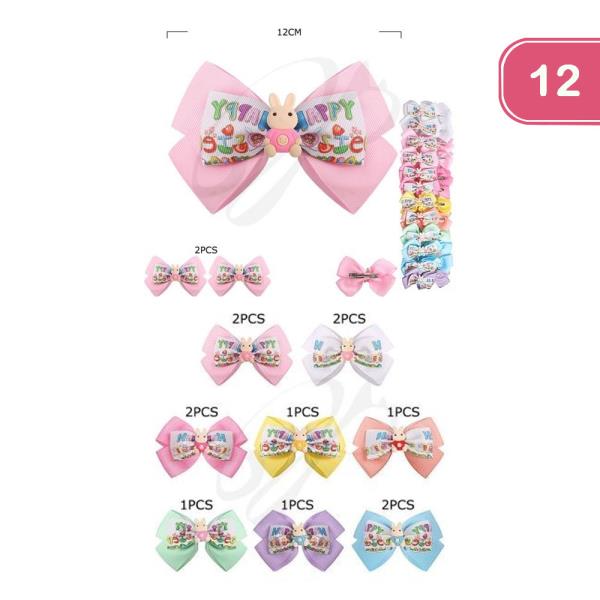 HAPPY EASTER HAIR BOW CLIP (12 UNITS)