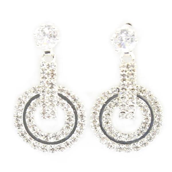 ROUND RHINESTONE CRYSTAL STONE EARRING