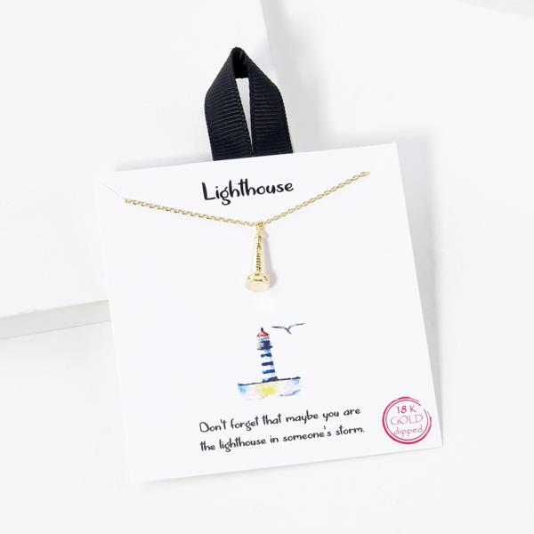 18K GOLD RHODIUM DIPPED LIGHTHOUSE NECKLACE