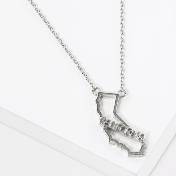 18K GOLD RHODIUM DIPPED USA STATE NECKLACE