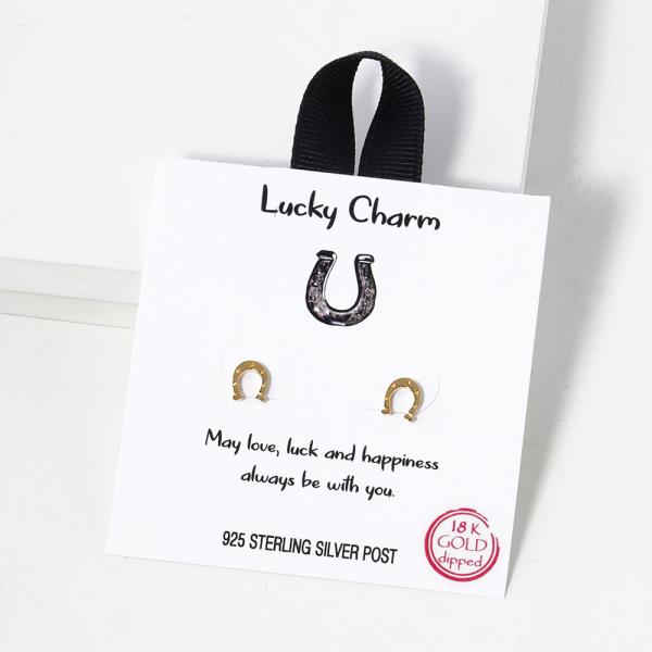 18K GOLD RHODIUM DIPPED LUCKY CHARM EARRING