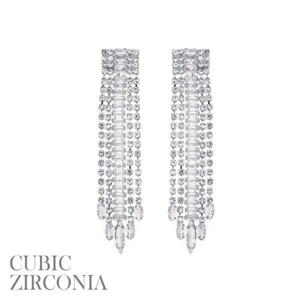 BAGUETTE CZ RS 5 LINE EARRING