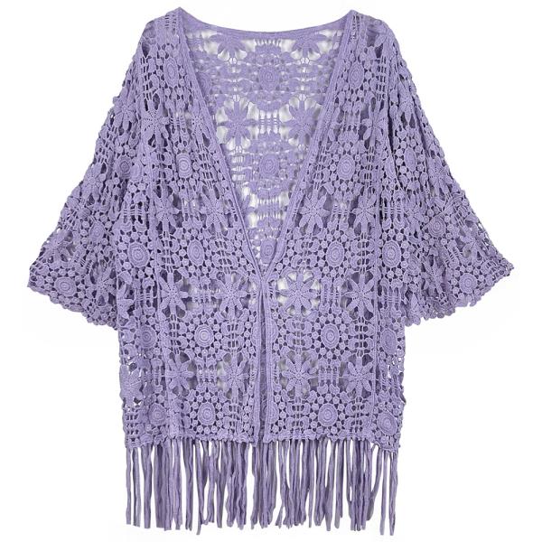 FRINGE FLOWER CROCHET CARDIGAN