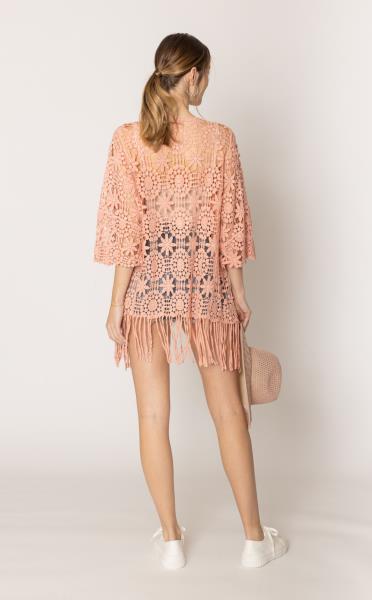 FRINGE FLOWER CROCHET CARDIGAN