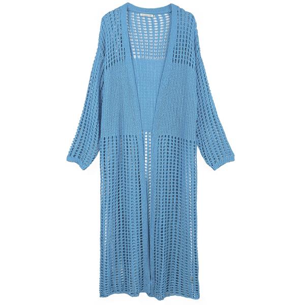 CHEST BLOCKED CROCHET LONG CARDIGAN