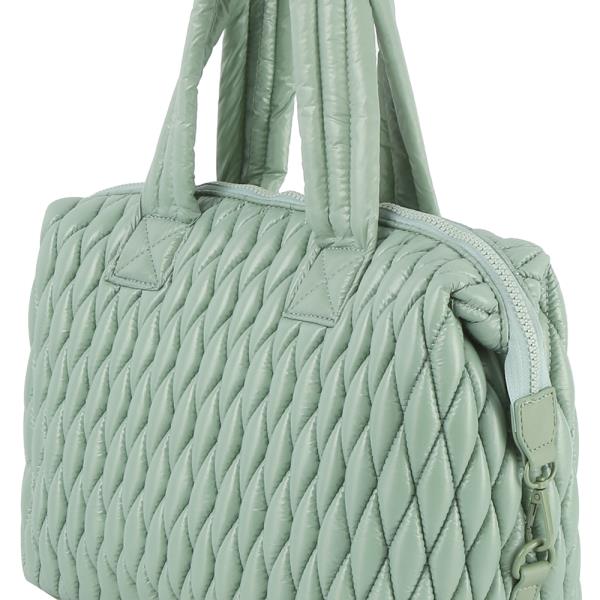QUILTED PUFF HANDLE SATCHEL BAG