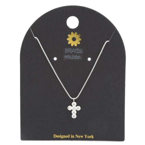 CROSS CHARM HYPOALLERGENIC BRASS NECKLACE