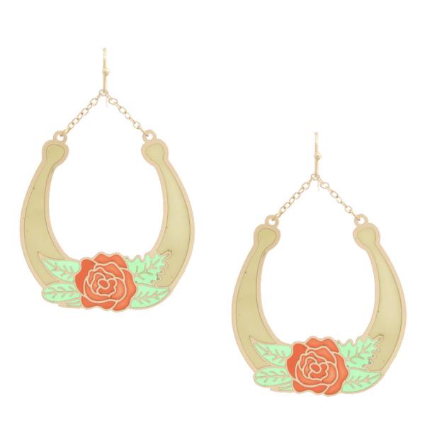 ROSE HORSE DANGLE EARRING