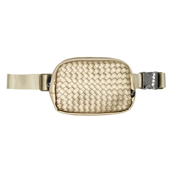 CC VEGAN LEATHER WOVEN FANNY PACK