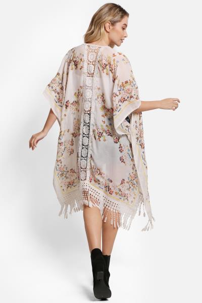 FLORAL COVER UP W/TASSELS