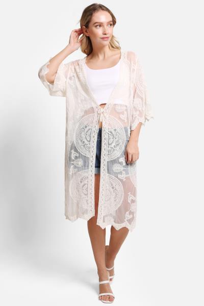 TIE-KNOT LACE COVER UP