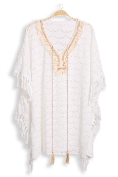 BRAIDED TIE-KNOT V LACE COVER UP