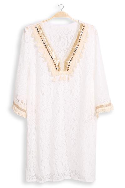 METAL STUDS&SEQUIN V LACE COVER UP