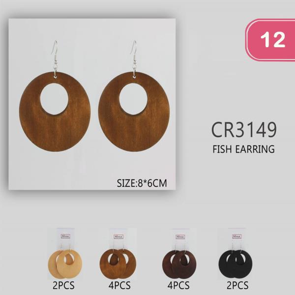 WOOD OPEN CIRCLE EARRING (12 UNITS)
