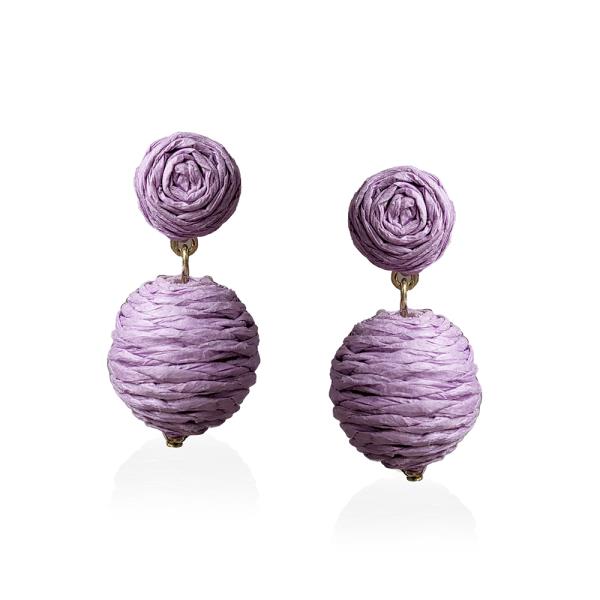 RAFFIA BALL DANGLE EARRING