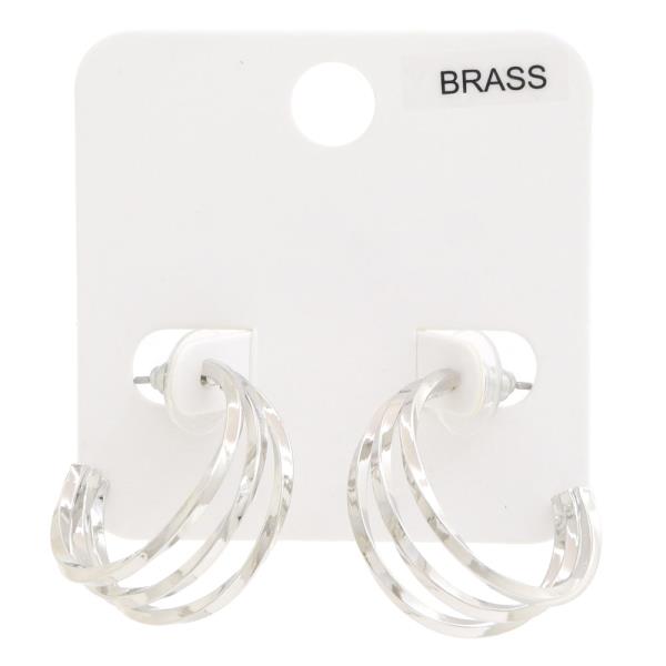 TRIPLE HOOP BRASS METAL EARRING