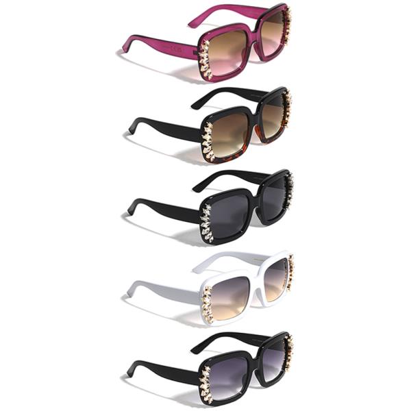 FRONTAL RHINESTONE SQUARED BUTTERFLY SUNGLASSES 1DZ