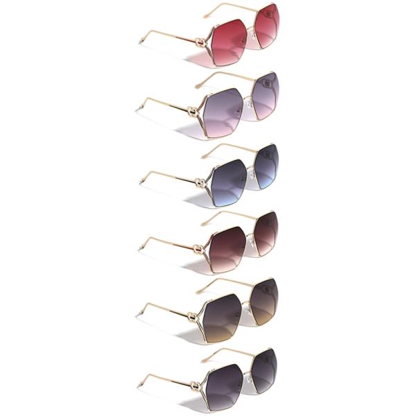 METAL COLOR LINES TEMPLE OVERSIZED FASHION BUTTERFLY SUNGLASSES 1DZ