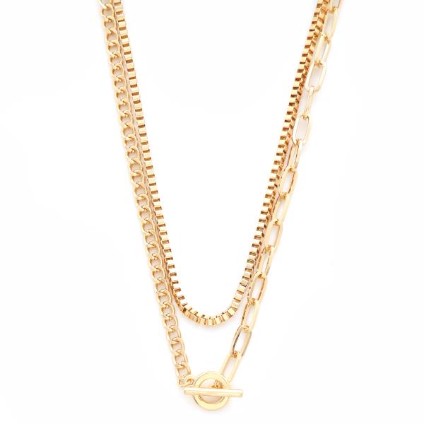 SDJ 2 LAYERED METAL CHAIN NECKLACE