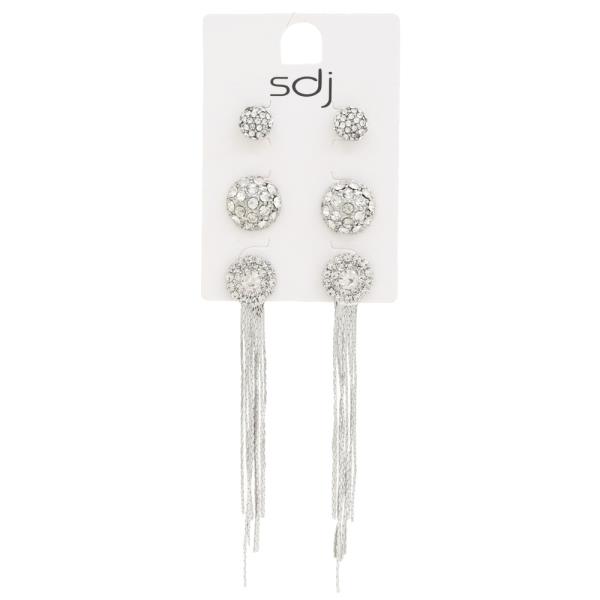 SDJ RHINESTONE CHAIN ASSORTED EARRING SET