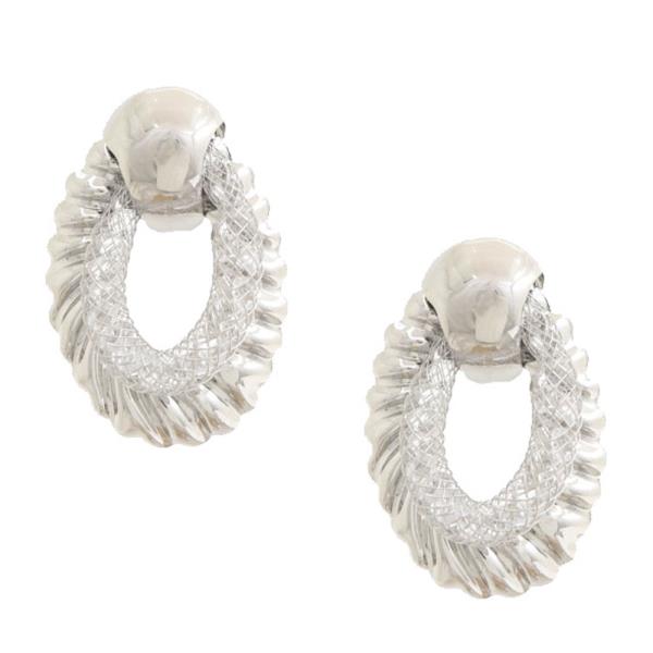 SDJ OVAL SHAPE WIRE CLEAR BEAD EARRING