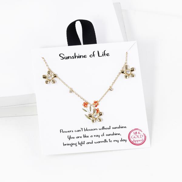 18K GOLD RHODIUM DIPPED SUNSHINE OF LIFE NECKLACE
