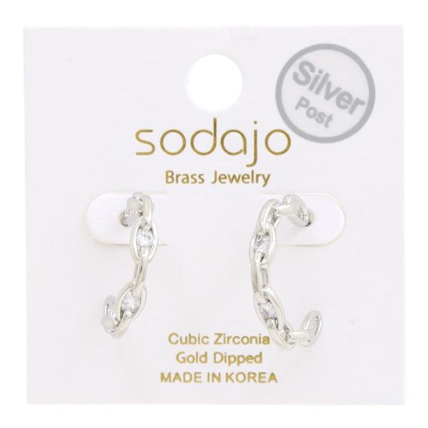 SODAJO OVAL LINK CZ GOLD DIPPED EARRING