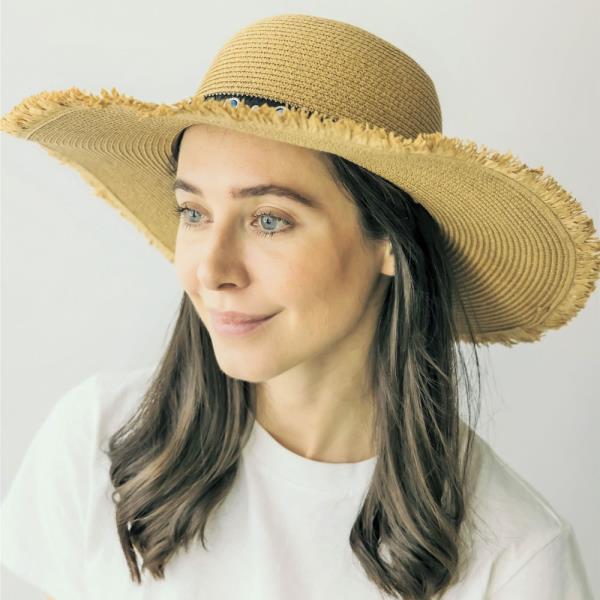 FAUX LEATHER STONE BAND FLOPPY SUN HAT