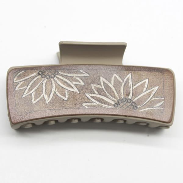 FAUX LEATHER FLOWER HAIR CLAW JAW CLIPS
