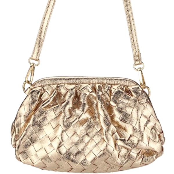 LEATHER FAUX WOVEN CROSSBODY BAG