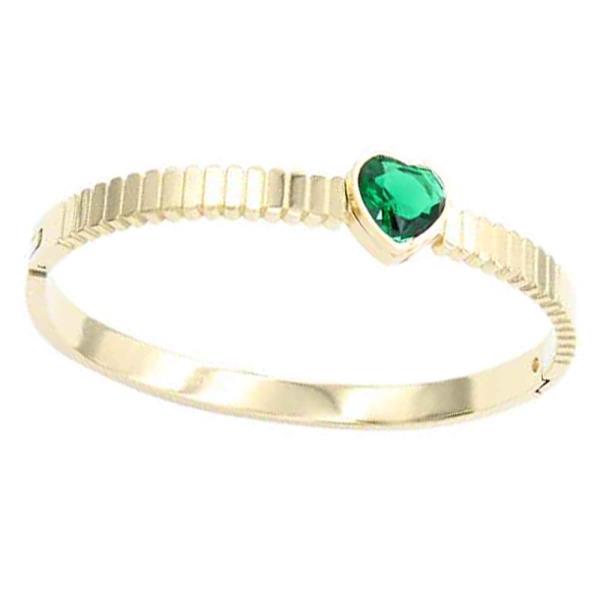 HEART CZ STAINLESS STEEL HINGED BRACELET