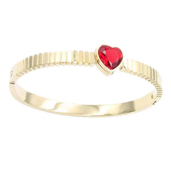 HEART CZ STAINLESS STEEL HINGED BRACELET