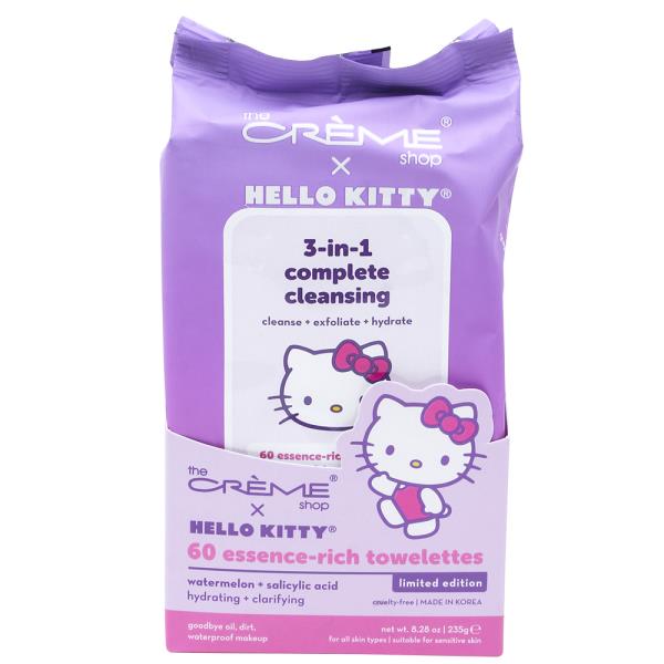 THE CREME SHOP X HELLO KITTY 3IN1 COMPLETE CLEANSING 60 ESSENCE RICH TOWELETTES