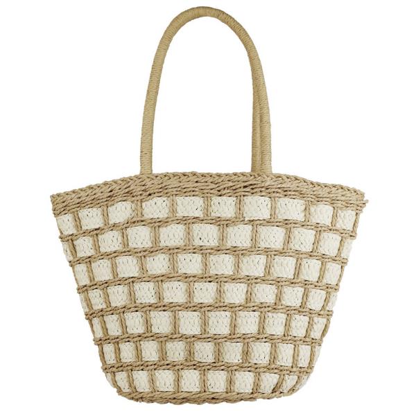 (ONLINE ONLY) TWO TONE COLOR BLOCK STRAW BAG