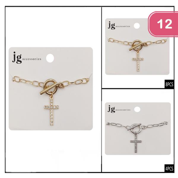 CROSS CHARM BRACELET (12 UNITS)