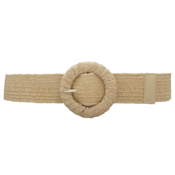 PLUS STRAW WRAPPED CIRCLE ELASTIC STRAW BELT