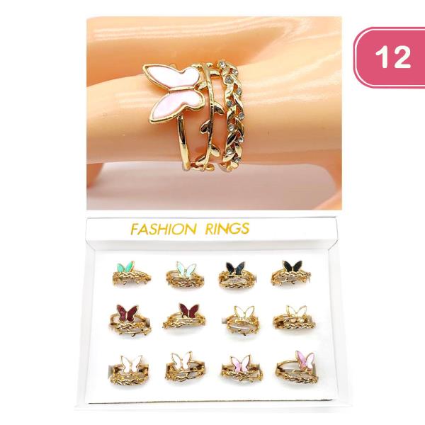 BUTTERFLY 3 PAIR RING (12 UNITS)