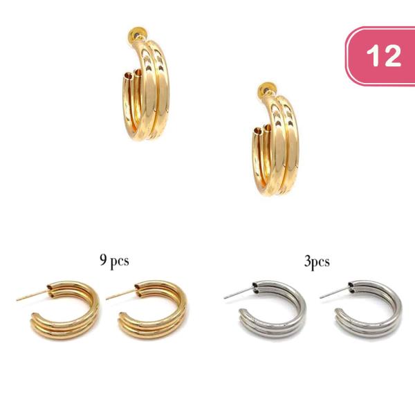TWO LAYERED HOOP EARRING (12 UNITS)