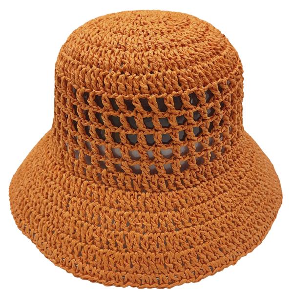 SOLID STRAW BUCKET HAT