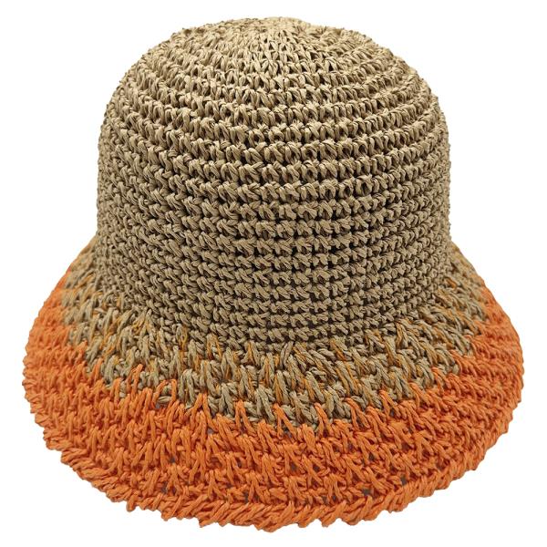 TWO TONE STRAW BUCKET HAT