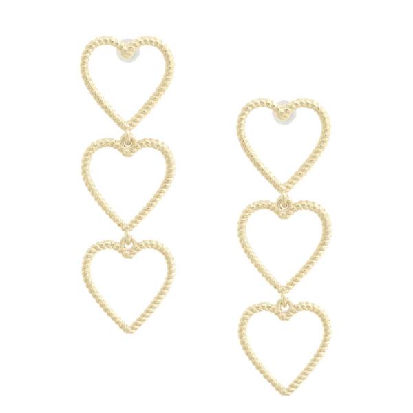 TRIPLE HEART METAL EARRING