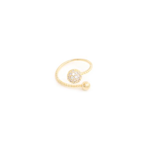 SODAJO CZ DOUBLE BALL ADJUSTABLE GOLD DIPPED RING